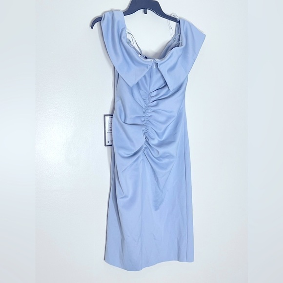 NWT Xscape Women's Off Shoulder Cocktail Dress Ruched Size 14 sky mist - Picture 4 of 9